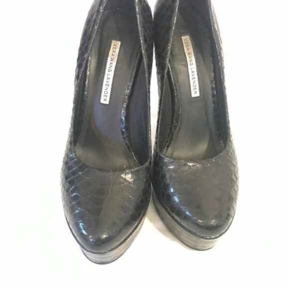 Vera Wang Heels High Lavender Black Reptile - Picture 4 of 8